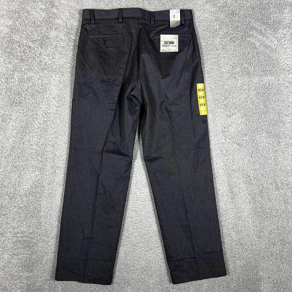 Dockers Easy Khaki Pants Mens 34x30 Navy Classic Fit Flat Front Business NEW‎